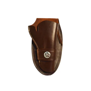 Funda western exterior OWB de cuero marrón antiguo con una trabilla