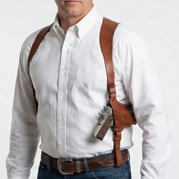 Funda doble de hombro vertical de cuero para fuerzas del orden