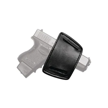 Funda interior IWB ambidiestra de cuero negro con ranuras de cinturón
