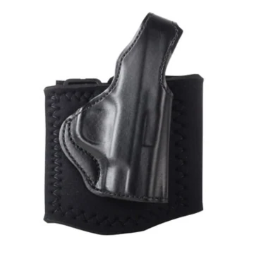 Funda de tobillo de cuero negro con cierre de pulgar