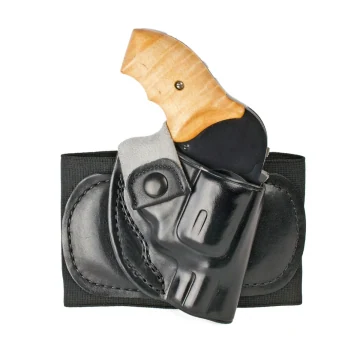 Funda de tobillo de cuero negro con almohadilla de lana