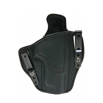 Funda de cuero negro de doble porte