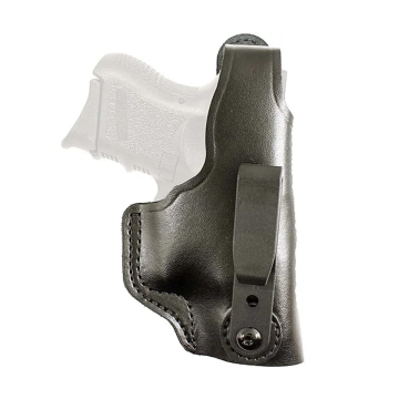 Funda de cuero negro para doble porte IWB u OWB con cierre de pulgar