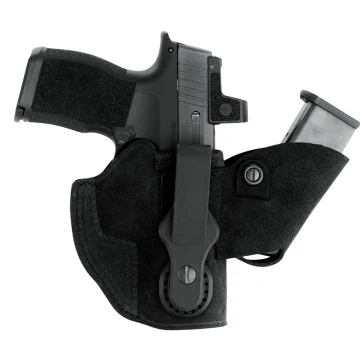 Funda interior IWB de cuero negro con portacargador
