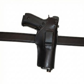Funda híbrida de cuero negro con clip para porte IWB u OWB
