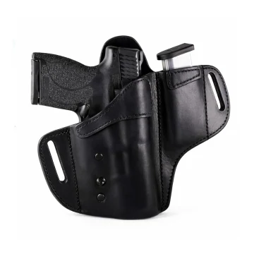 Funda exterior OWB de cuero negro con bloqueo y portacargador