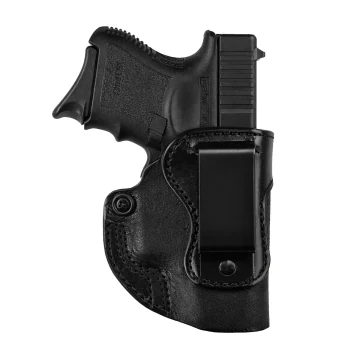 Funda interior IWB de cuero negro de porte bajo con clip J invertido
