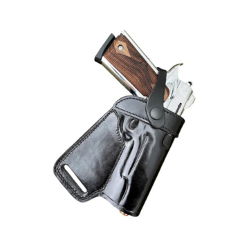 Funda de cuero negro para la zona lumbar con correa de retención