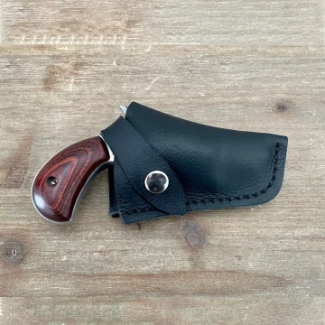 Funda de cinturón de cuero negro con cierre a presión