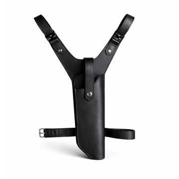 Funda de pernera de cuero negro con arnés