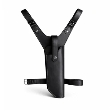 Funda de pernera de cuero negro con arnés