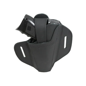 Funda ambidiestra de cuero negro tipo pancake