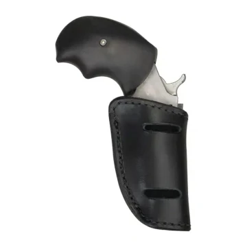 Funda de cuero negro para bota y cinturón