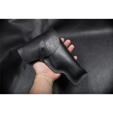Funda de caza exterior OWB de cuero negro con solapa