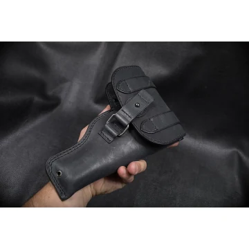 Funda Patrol de cuero negro con solapa