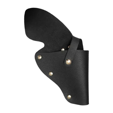 Funda de caza de cuero negro para revólver con correa