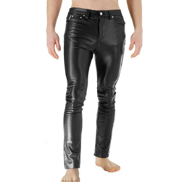 Pantalones ajustados elásticos de polipiel Bockle para hombre