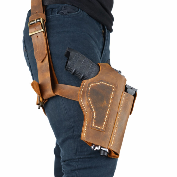 Funda de pernera ajustable de cuero marrón