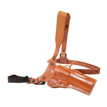 Funda de pecho de cuero marrón para revólver de armazón grande