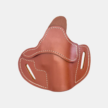 Funda exterior OWB de cuero marrón de contacto próximo