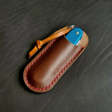 Funda EDC de cuero marrón para cuchillo