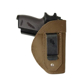 Funda interior IWB de cuero marrón para pistolas de bolsillo