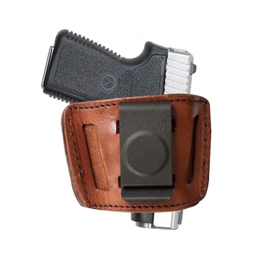 Funda interior IWB de cuero marrón con clip de cinturón de acero