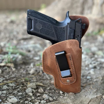 Funda interior IWB de cuero marrón con clip