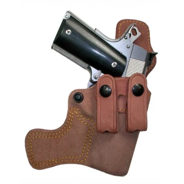 Funda interior IWB de cuero marrón con portacargador doble