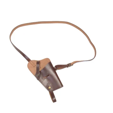 Funda militar de hombro de cuero marrón