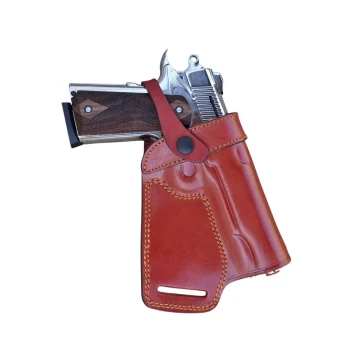 Funda de cuero marrón para la zona lumbar con correa de retención