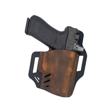 Funda exterior OWB de cuero marrón y negro preparada para óptica