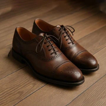 Zapatos Oxford artesanales de cuero marrón