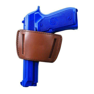 Funda de cuero marrón de paso de cinturón