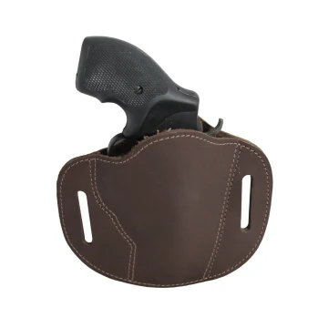 Funda de cuero marrón tipo pancake de paso de cinturón