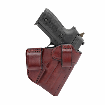 Funda interior IWB de cuero burdeos con doble trabilla de cinturón