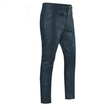 Pantalones de motorista de piel de oveja para hombre