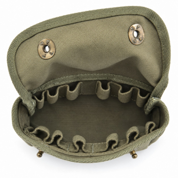 Cartuchera de lona para 12 cartuchos de escopeta de color verde oliva oscuro