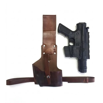 Funda para bláster de cuero marrón oscuro inspirada en Cassian Andor