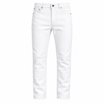 Pantalón motero clásico de cuero blanco de corte recto para hombre
