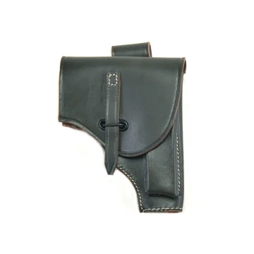 Funda de solapa de cuero negro de estilo ejército italiano
