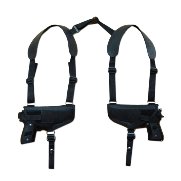 Funda de hombro horizontal de nailon negro para dos pistolas