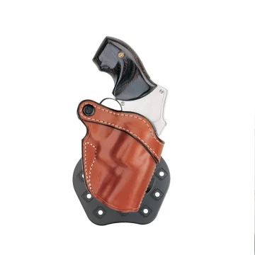 Funda de pala marrón de boca abierta para revólver con tornillo de tensión