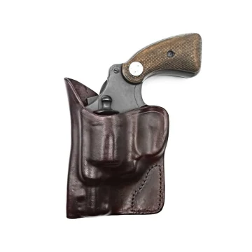 Funda de bolsillo de cuero marrón oscuro
