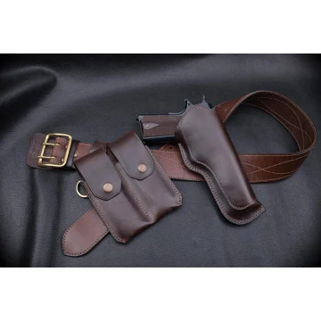 Funda de cinturón de cuero marrón oscuro