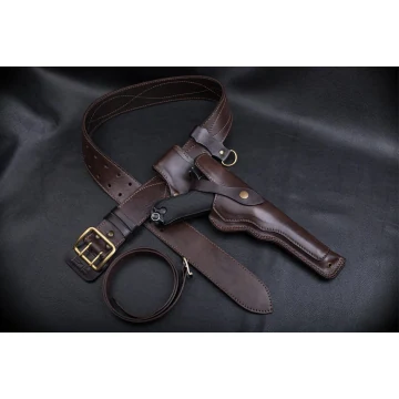 Funda de pernera de cuero marrón oscuro