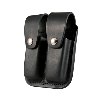 Portacargador doble Boston Leather de cuero negro para cargadores de doble hilera y montaje en cinturón
