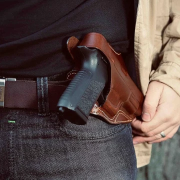 Funda de porte cruzado de cuero para Glock 19