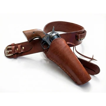 Cinturón western con funda de extracción rápida y trabillas para balas