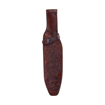 Funda de cuero labrado Fieldcraft para cuchillo grande
